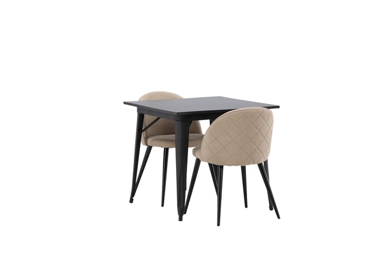 Tempe Matgrupp 80 cm Rektangulär med 2 Velvet stolar - Beige - Möbler - Matplats - Matgrupp & matbord med stolar