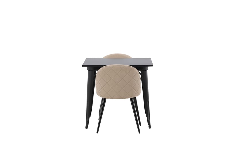 Tempe Matgrupp 80 cm Rektangulär med 2 Velvet stolar - Beige - Möbler - Matplats - Matgrupp & matbord med stolar