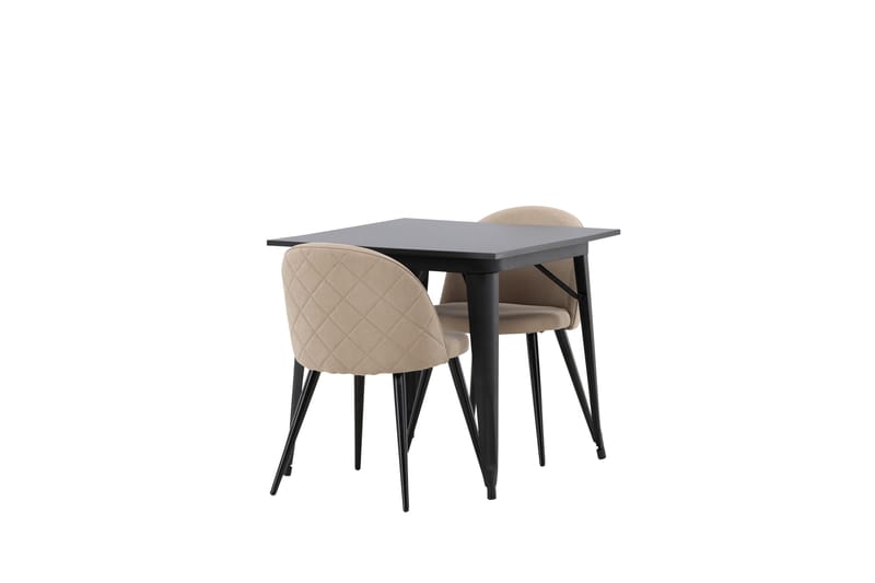 Tempe Matgrupp 80 cm Rektangulär med 2 Velvet stolar - Beige - Möbler - Matplats - Matgrupp & matbord med stolar