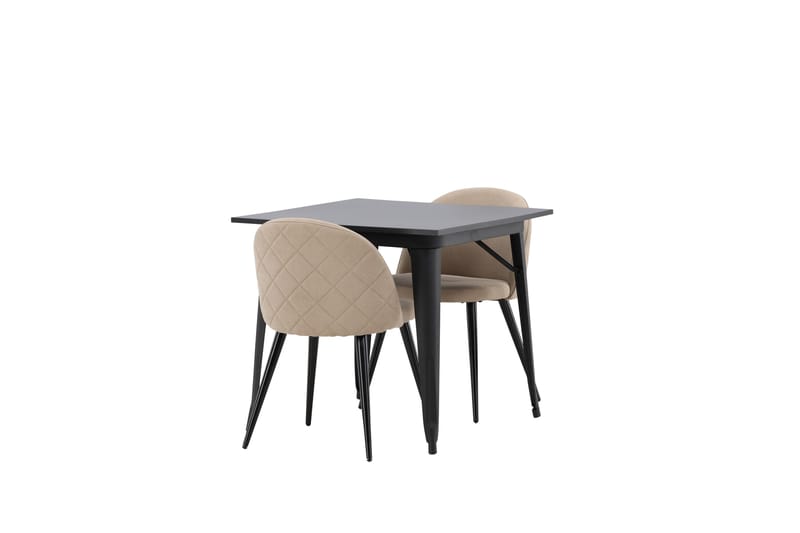 Tempe Matgrupp 80 cm Rektangulär med 2 Velvet stolar - Beige - Möbler - Matplats - Matgrupp & matbord med stolar