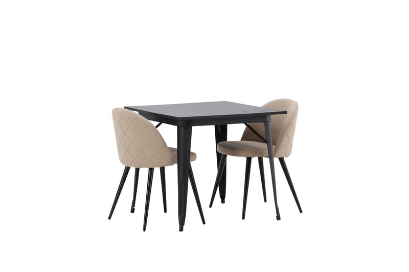 Tempe Matgrupp 80 cm Rektangulär med 2 Velvet stolar - Beige - Möbler - Matplats - Matgrupp & matbord med stolar