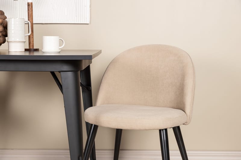 Tempe Matgrupp 80 cm Rektangulär med 2 Velvet stolar - Beige - Möbler - Matplats - Matgrupp & matbord med stolar