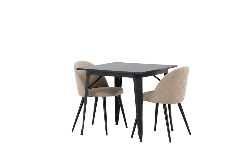 Tempe Matgrupp 80 cm Rektangulär med 2 Velvet stolar - Beige - Möbler - Matplats - Matgrupp & matbord med stolar