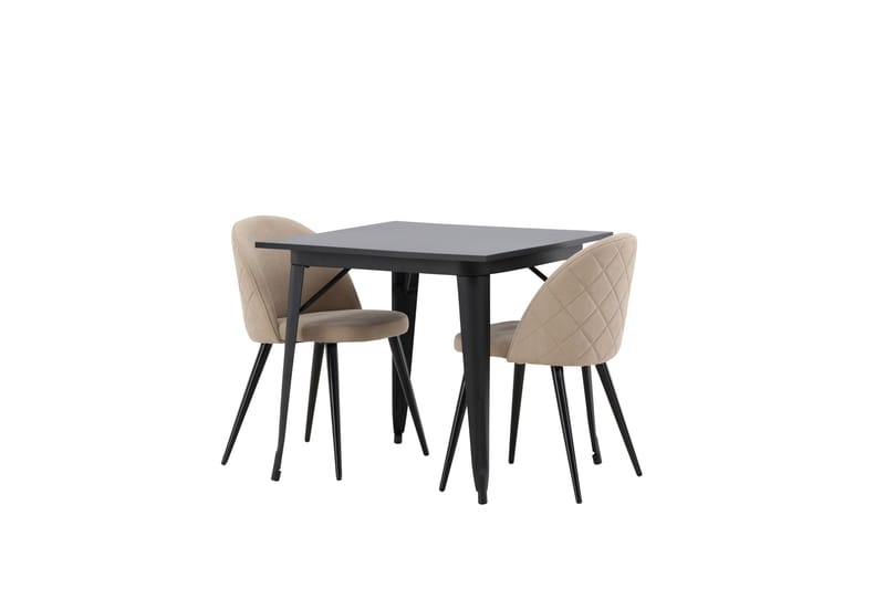 Tempe Matgrupp 80 cm Rektangulär med 2 Velvet stolar - Beige - Möbler - Matplats - Matgrupp & matbord med stolar