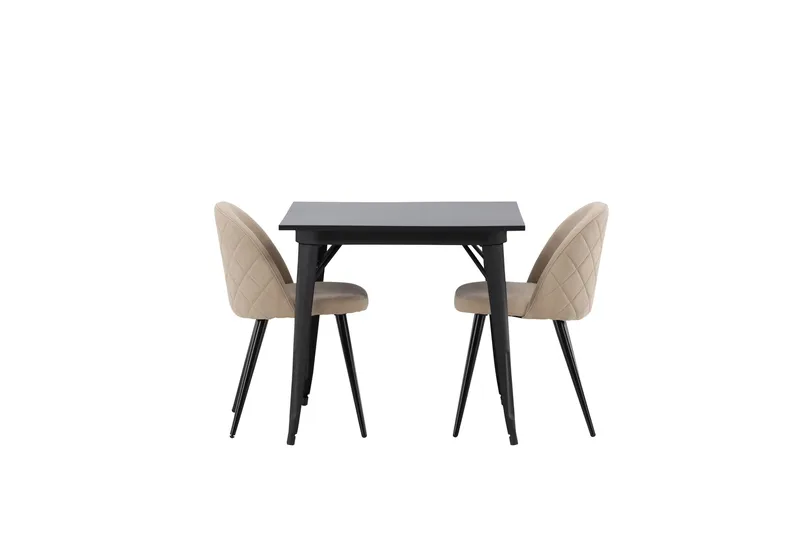 Tempe Matgrupp 80 cm Rektangulär med 2 Velvet stolar - Beige - Möbler - Matplats - Matgrupp & matbord med stolar