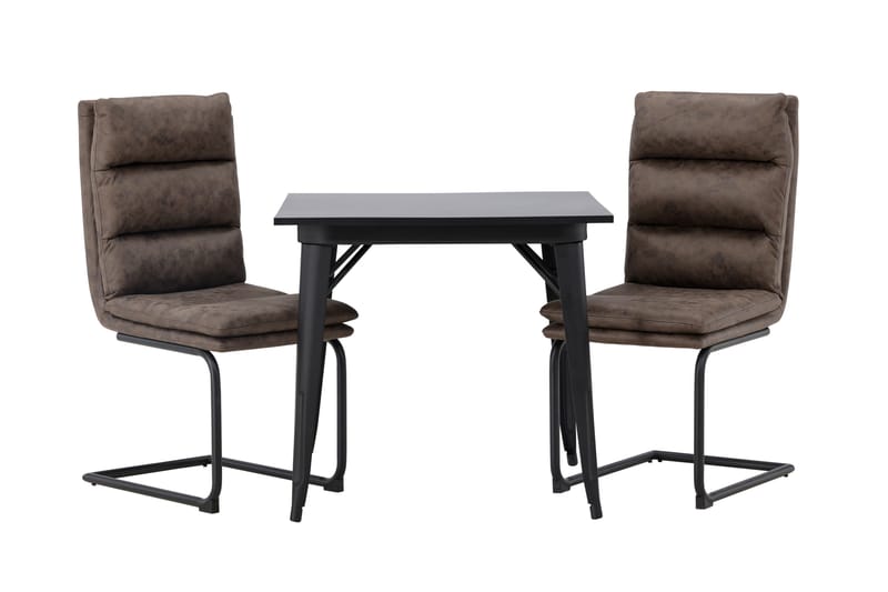 Tempe Matgrupp 80 cm Rektangulär med 2 Zizo stolar, Svart