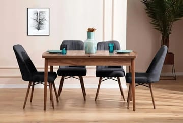 Teral Matgrupp Förlängningsbar 130-170 cm med 4 Stolar - Antracit - Möbler - Matplats - Matgrupp & matbord med stolar