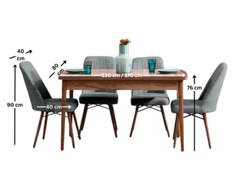 Teral Matgrupp Förlängningsbar 130-170 cm med 4 Stolar - Möbler - Matplats - Matgrupp & matbord med stolar