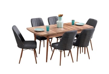 Teral Matgrupp Förlängningsbar 130-170 cm med 6 Stolar - Antracit - Möbler - Matplats - Matgrupp & matbord med stolar