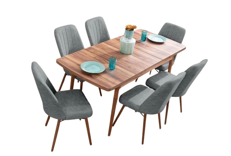 Teral Matgrupp Förlängningsbar 130-170 cm med 6 Stolar - Möbler - Matplats - Matgrupp & matbord med stolar