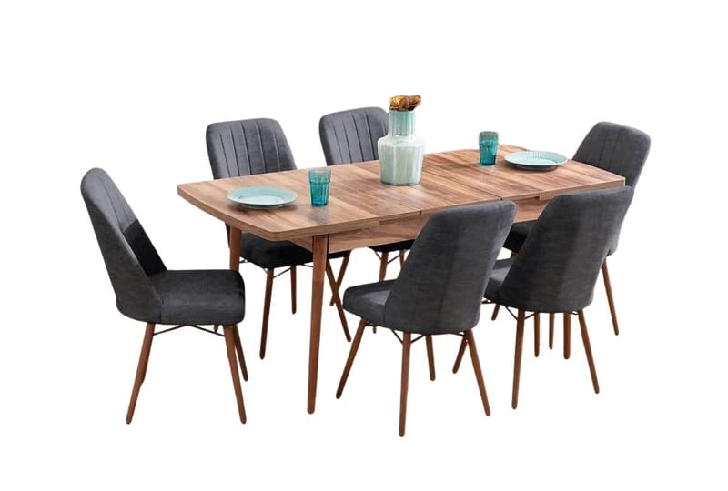 Teral Matgrupp Förlängningsbar 130-170 cm med 6 Stolar - Möbler - Matplats - Matgrupp & matbord med stolar