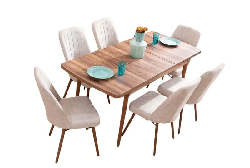 Teral Matgrupp Förlängningsbar 130-170 cm med 6 Stolar - Möbler - Matplats - Matgrupp & matbord med stolar