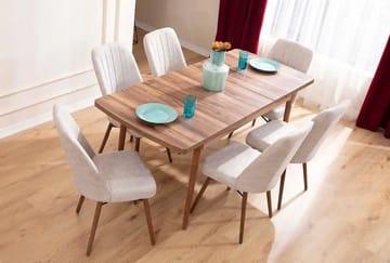 Teral Matgrupp Förlängningsbar 130-170 cm med 6 Stolar - Möbler - Matplats - Matgrupp & matbord med stolar
