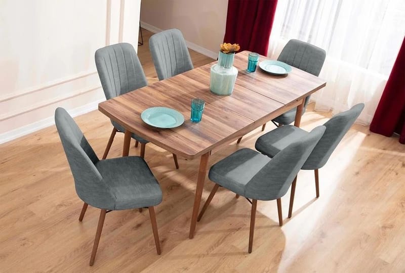 Teral Matgrupp Förlängningsbar 130-170 cm med 6 Stolar - Möbler - Matplats - Matgrupp & matbord med stolar