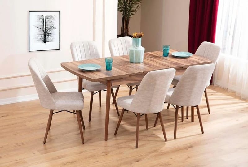 Teral Matgrupp Förlängningsbar 130-170 cm med 6 Stolar - Möbler - Matplats - Matgrupp & matbord med stolar