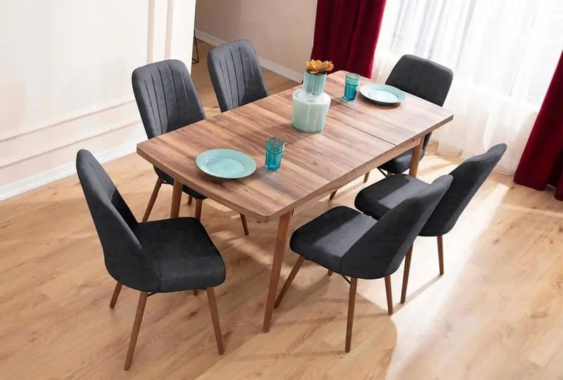 Teral Matgrupp Förlängningsbar 130-170 cm med 6 Stolar - Möbler - Matplats - Matgrupp & matbord med stolar