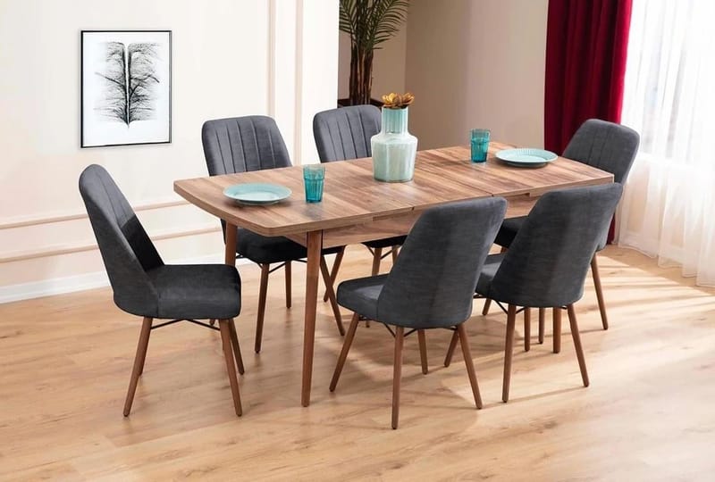 Teral Matgrupp Förlängningsbar 130-170 cm med 6 Stolar - Möbler - Matplats - Matgrupp & matbord med stolar