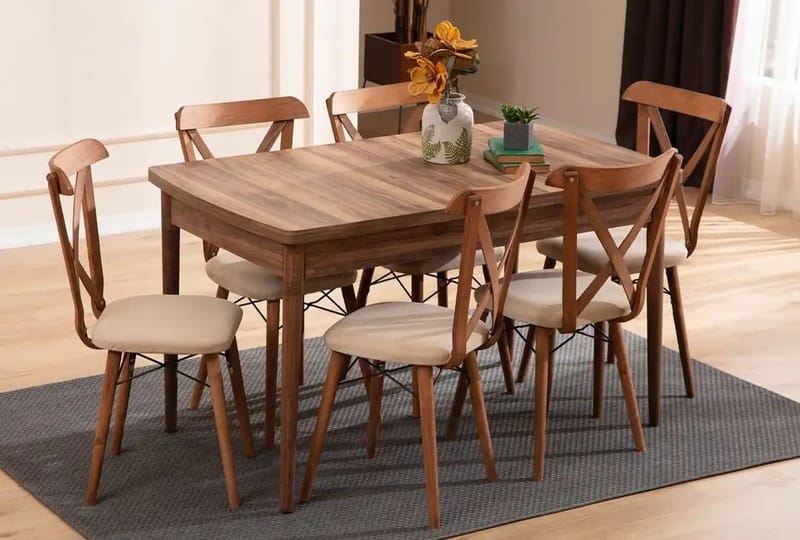 Toolenpas Matgrupp Förlängningsbar 130-170 cm med 6 Stolar - Möbler - Matplats - Matgrupp & matbord med stolar