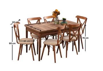 Toolenpas Matgrupp Förlängningsbar 130-170 cm med 6 Stolar - Möbler - Matplats - Matgrupp & matbord med stolar