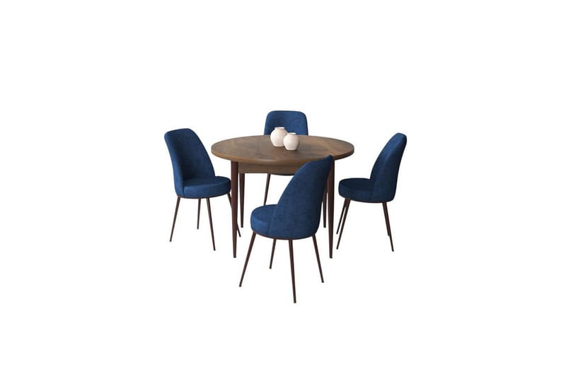 Tor Matgrupp 4-sits - Brun/Navy - Möbler - Matplats - Matgrupp & matbord med stolar