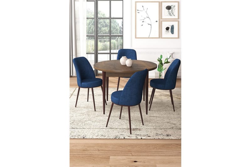 Tor Matgrupp 4-sits - Brun/Navy - Möbler - Matplats - Matgrupp & matbord med stolar