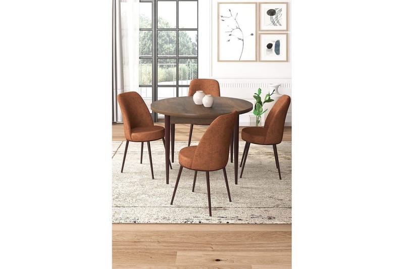 Tor Matgrupp 4-sits - Brun/Röd - Möbler - Matplats - Matgrupp & matbord med stolar