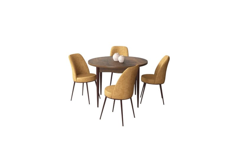 Tor Matgrupp 4-sits - Brun/Sennepsgul - Möbler - Matplats - Matgrupp & matbord med stolar