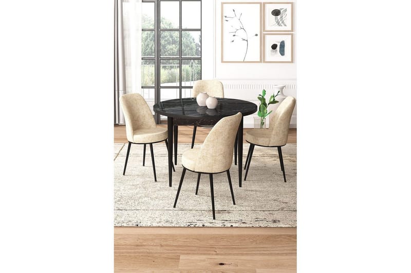 Tor Matgrupp 4-sits - Svart/Beige - Möbler - Matplats - Matgrupp & matbord med stolar