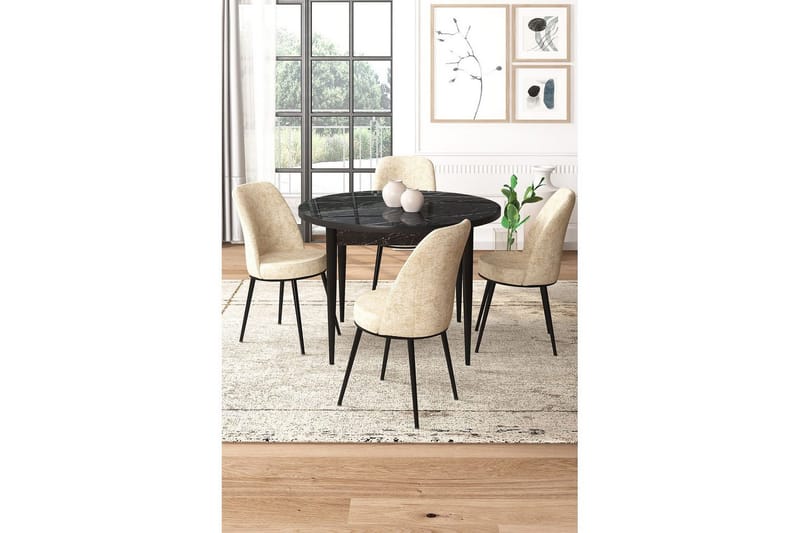 Tor Matgrupp 4-sits - Svart/Beige - Möbler - Matplats - Matgrupp & matbord med stolar