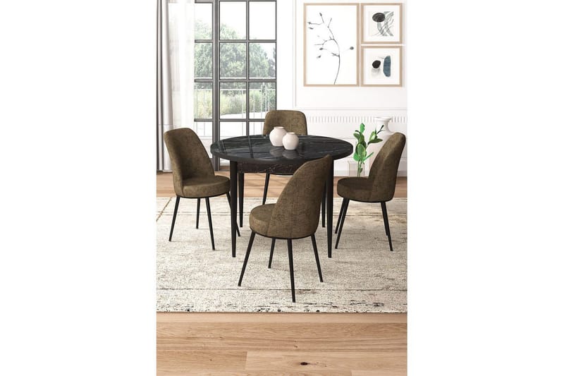 Tor Matgrupp 4-sits - Svart/Brun - Möbler - Matplats - Matgrupp & matbord med stolar