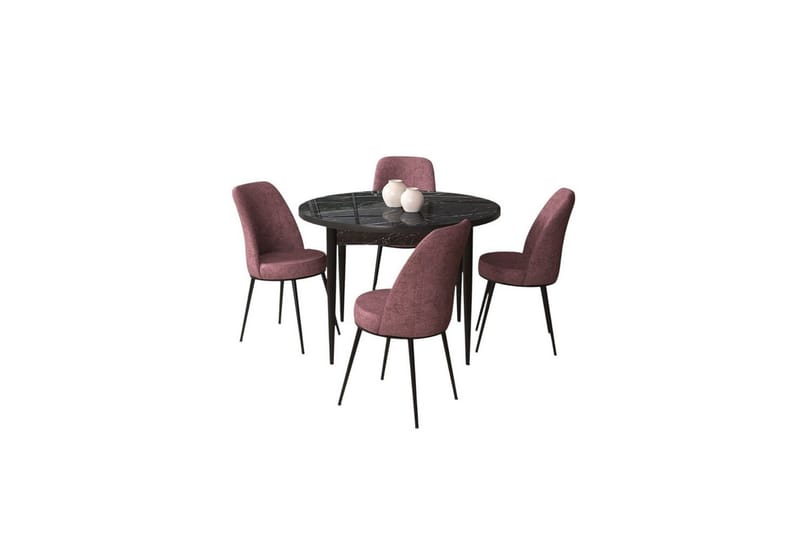 Tor Matgrupp 4-sits - Svart/Rosa - Möbler - Matplats - Matgrupp & matbord med stolar
