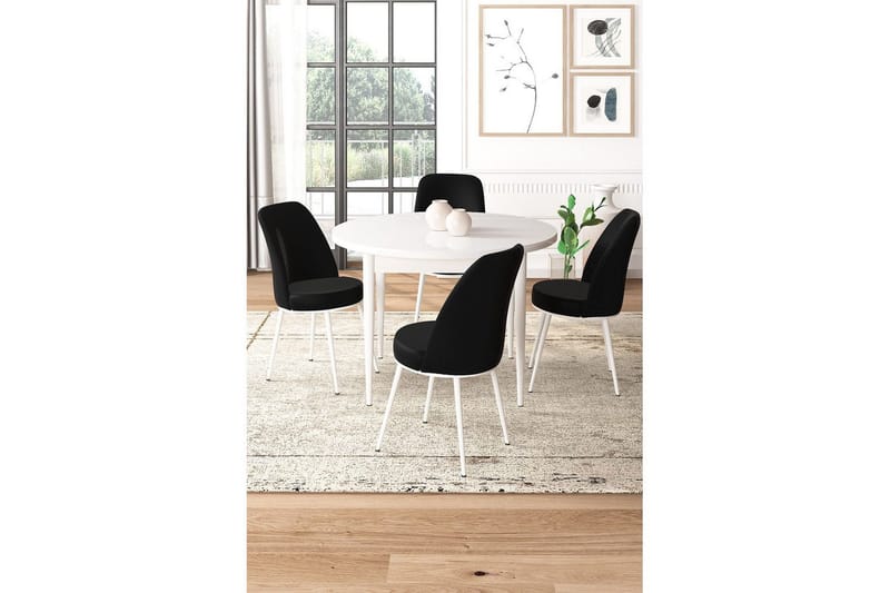 Tor Matgrupp 4-sits - Vit/Svart - Möbler - Matplats - Matgrupp & matbord med stolar