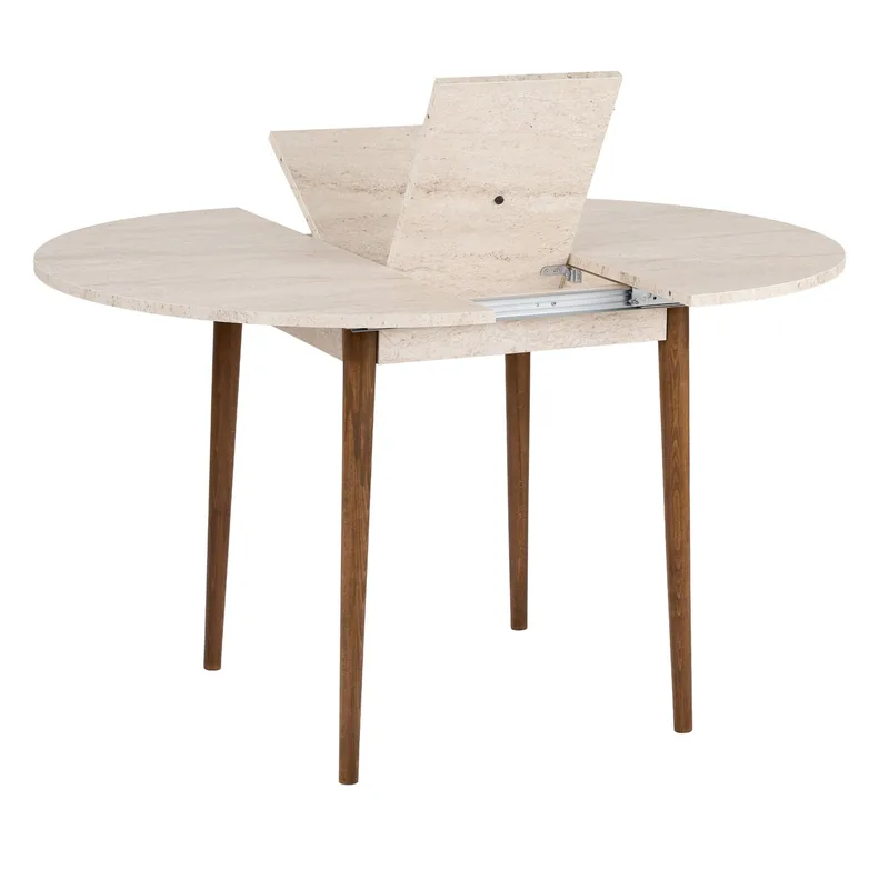 Tralven Matbord 131 cm Rund - Travertin Och Valnöt - Möbler - Matplats - Matbord & köksbord