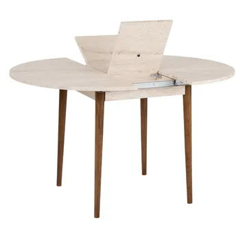 Tralven Matbord 131 cm Rund - Travertin Och Valnöt - Möbler - Matplats - Matbord & köksbord