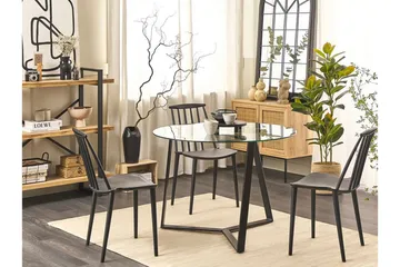 Triggiano Litet Runt Matbord 100 cm i Glas - Svart - Möbler - Matplats - Matbord & köksbord