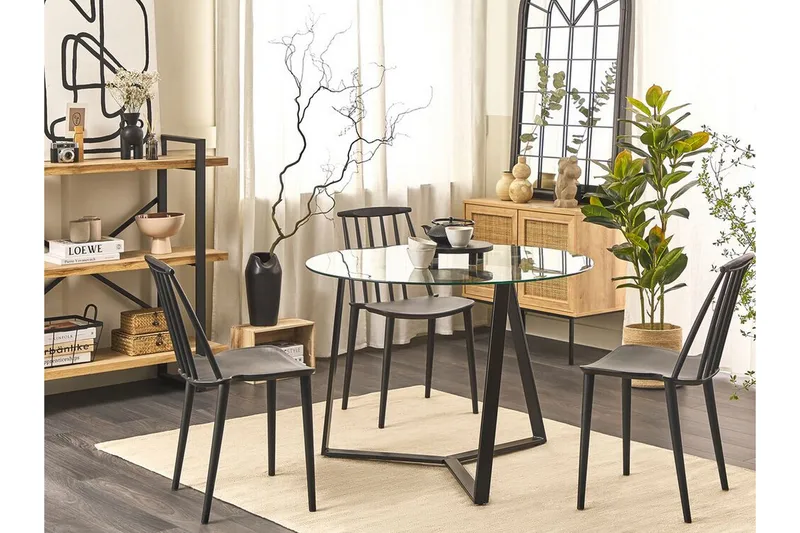 Triggiano Litet Runt Matbord 100 cm i Glas - Svart - Möbler - Matplats - Matbord & köksbord