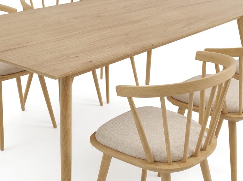 Tyrö Matgrupp 190 cm Ek med 6 st Tyrö Karmstolar med Dyna - Ek - Möbler - Matplats - Matgrupp & matbord med stolar