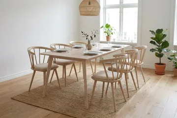 Tyrö Matgrupp 190 cm Whitewash med 6 st Tyrö Karmstolar med Dyna - Vitlaserad ek - Möbler - Matplats - Matgrupp & matbord med stolar