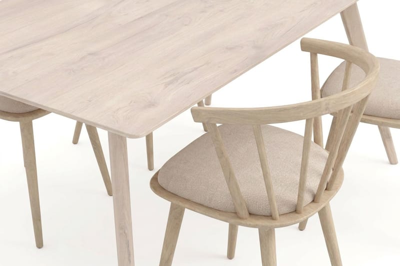 Tyrö Matgrupp 190 cm Whitewash med 6 st Tyrö Karmstolar med Dyna - Vitlaserad ek - Möbler - Matplats - Matgrupp & matbord med stolar