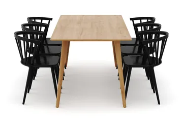 Tyrö Matgrupp med 6 st Tyrö Karmstolar - Oak/Black - Möbler - Matplats - Matgrupp & matbord med stolar