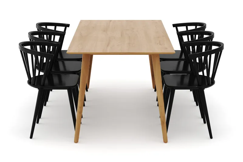 Tyrö Matgrupp med 6 st Tyrö Karmstolar - Oak/Black - Möbler - Matplats - Matgrupp & matbord med stolar
