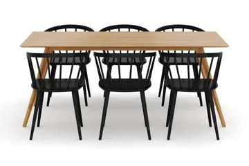 Tyrö Matgrupp med 6 st Tyrö Karmstolar - Oak/Black - Möbler - Matplats - Matgrupp & matbord med stolar