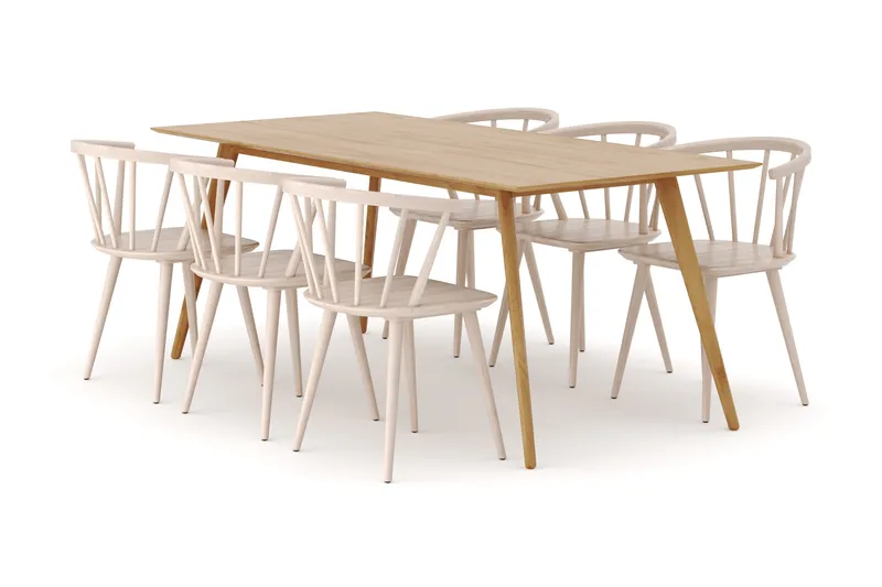Tyrö Matgrupp med 6 st Tyrö Karmstolar, Oak/Whitewash