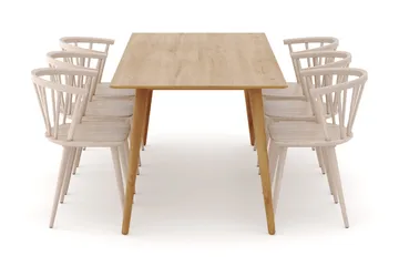 Tyrö Matgrupp med 6 st Tyrö Karmstolar - Oak/Whitewash - Möbler - Matplats - Matgrupp & matbord med stolar