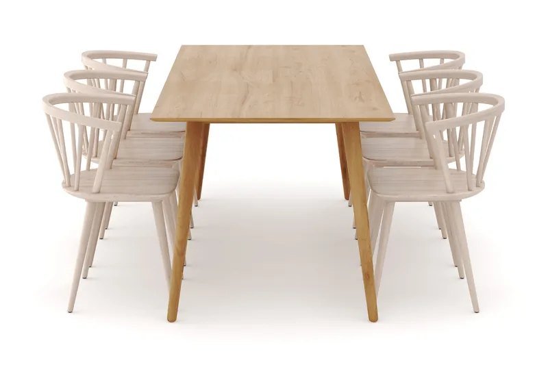 Tyrö Matgrupp med 6 st Tyrö Karmstolar - Oak/Whitewash - Möbler - Matplats - Matgrupp & matbord med stolar
