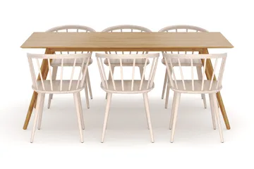 Tyrö Matgrupp med 6 st Tyrö Karmstolar - Oak/Whitewash - Möbler - Matplats - Matgrupp & matbord med stolar