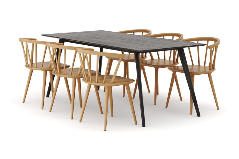 Tyrö Matgrupp med 6 st Tyrö Karmstolar, Smoked Oak/Oak