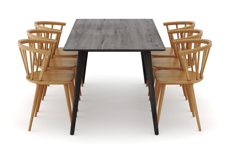 Tyrö Matgrupp med 6 st Tyrö Karmstolar - Smoked Oak/Oak - Möbler - Matplats - Matgrupp & matbord med stolar