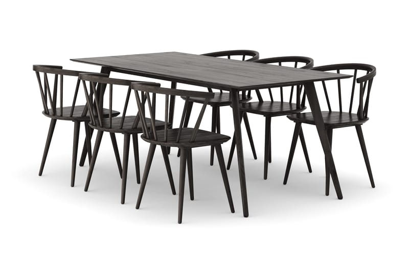 Tyrö Matgrupp med 6 st Tyrö Karmstolar, Smoked Oak/Smoked Oak