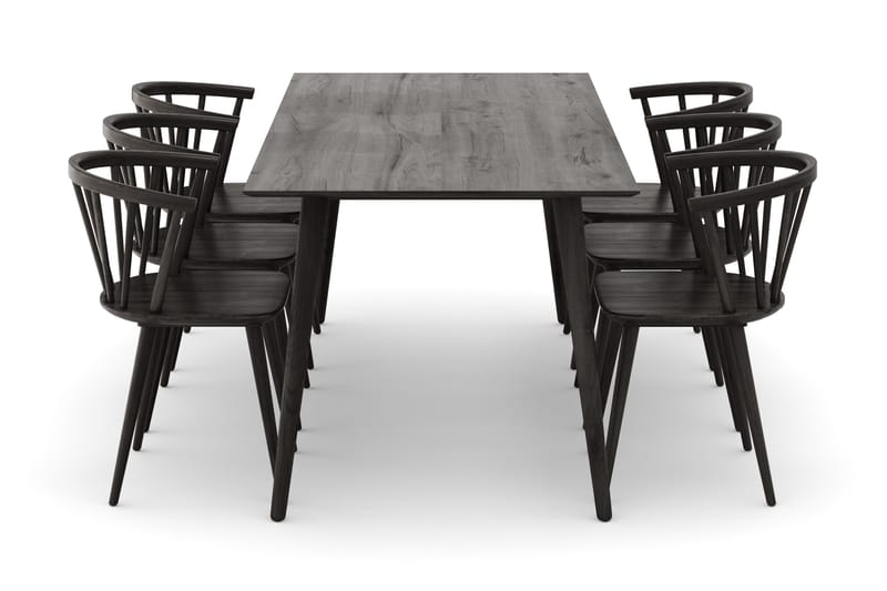 Tyrö Matgrupp med 6 st Tyrö Karmstolar - Smoked Oak/Smoked Oak - Möbler - Matplats - Matgrupp & matbord med stolar